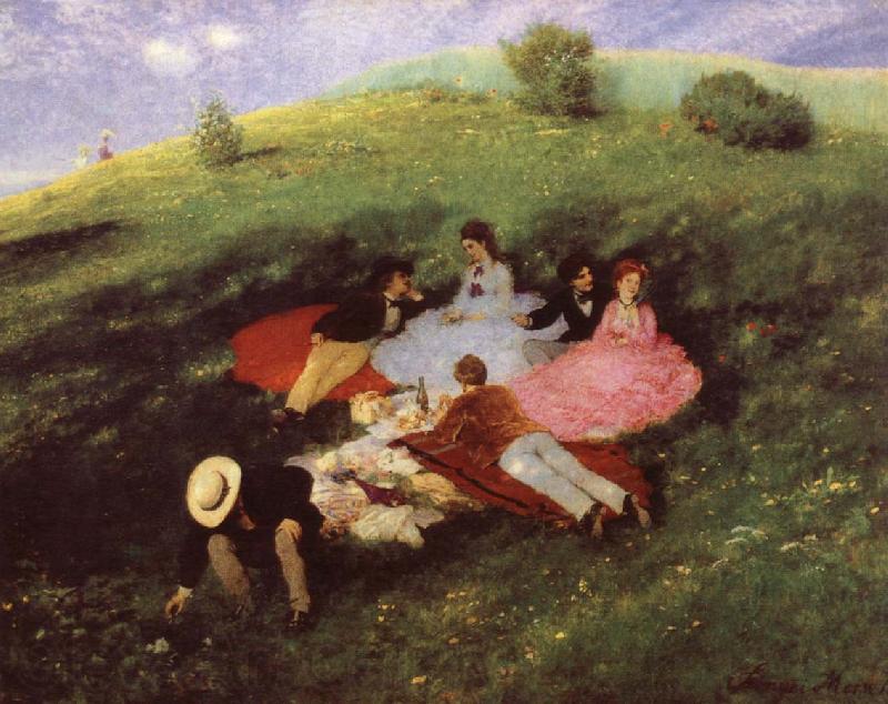 Merse, Pal Szinyei Luncheon on the Grass Spain oil painting art